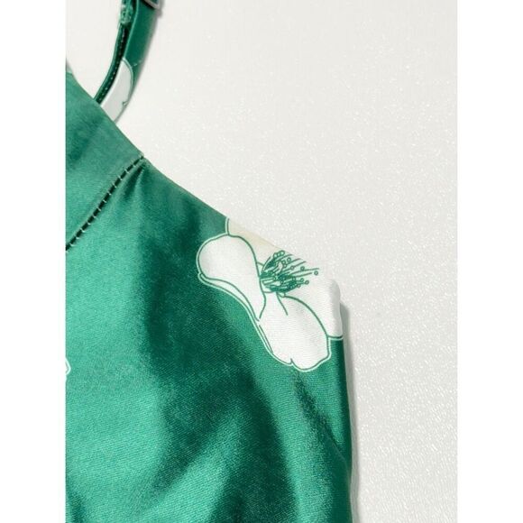 Princess Polly Women's Floral‎ Satin Slip Mini Dress Green Size 6 - Picture 13 of 15